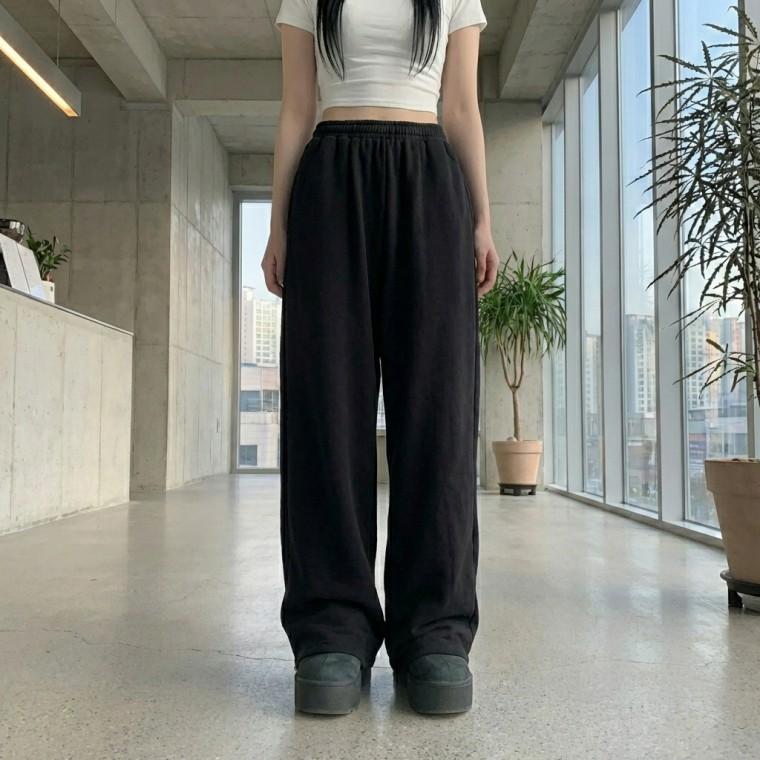 LND 여성 와이드 트레이닝 팬츠 편한 밴딩 츄리닝 바지