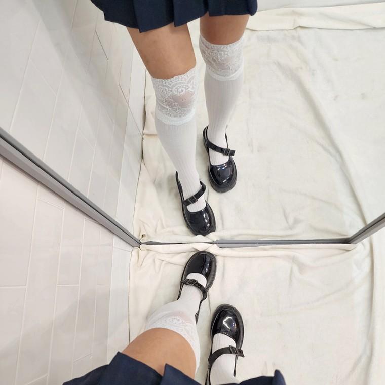 무늬레이스 긴양말 니하이삭스 오버니삭스