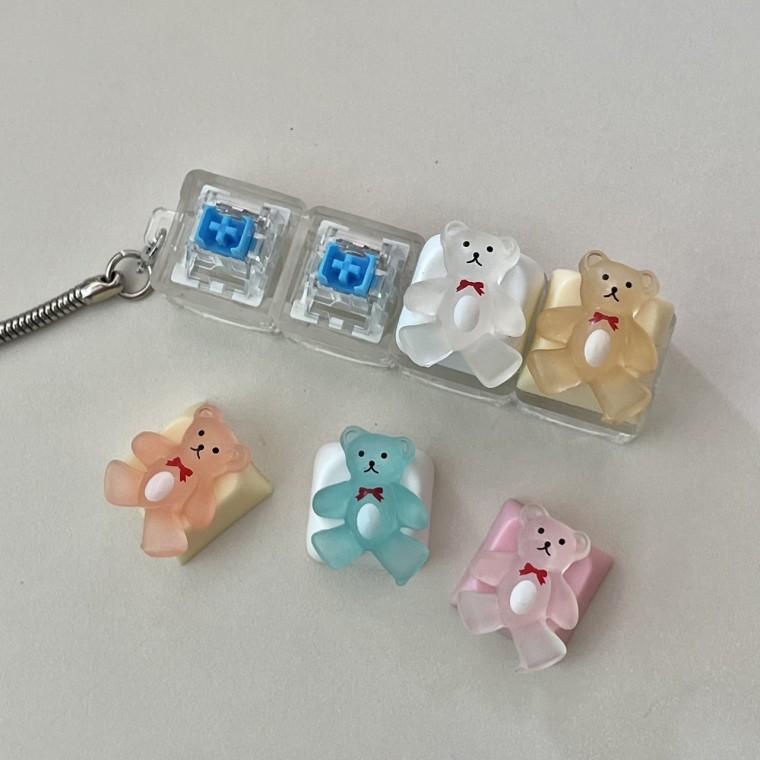 C37 테디베어 곰돌이 인형 키캡 키캡꾸미기 키보드 LED 키링 클릭커 ASMR