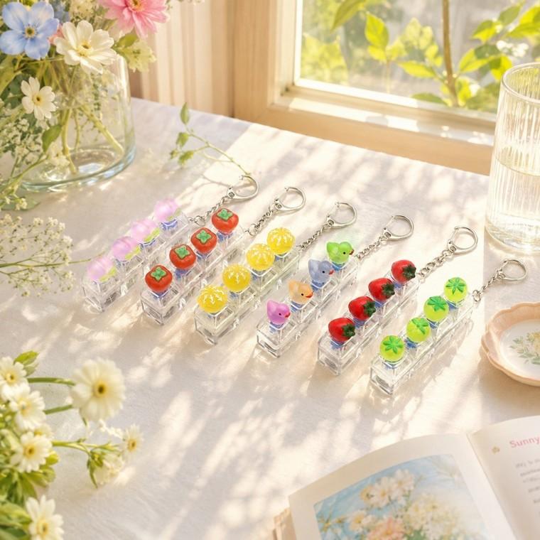 자광 딸깍이키링 LED3D-1탄4구1p키캡 테트리스게임 키링1탄 반짝이키링 가방 키보드 클릭키링 열쇠고리