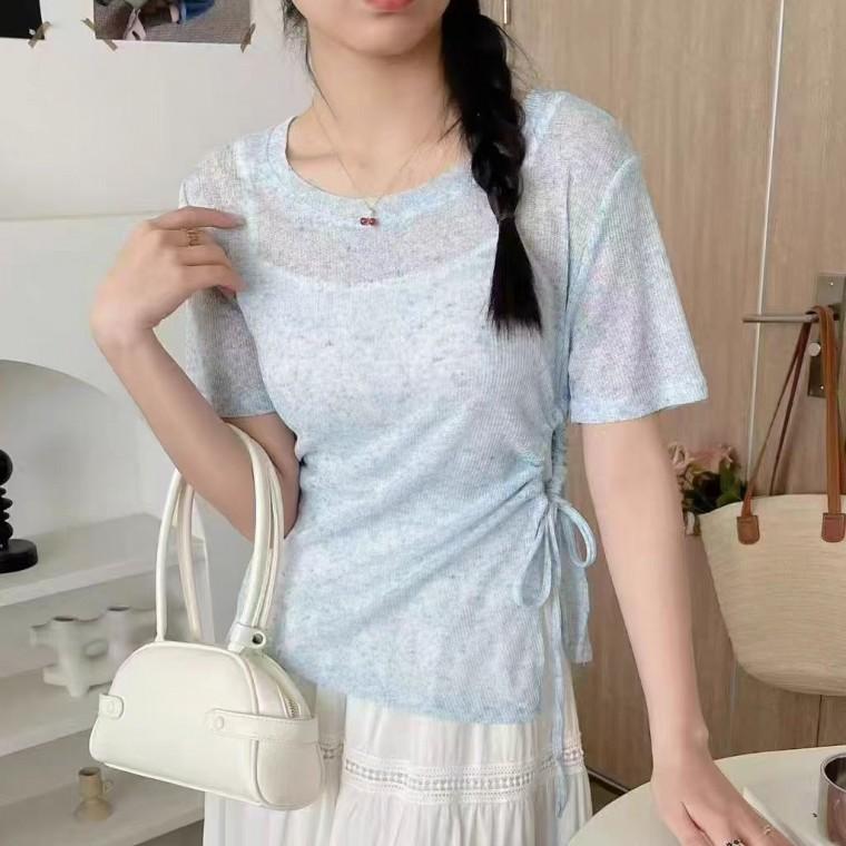 [위드기프트] 사이드 셔링 레이어드 슬림핏 반팔티+나시 세트