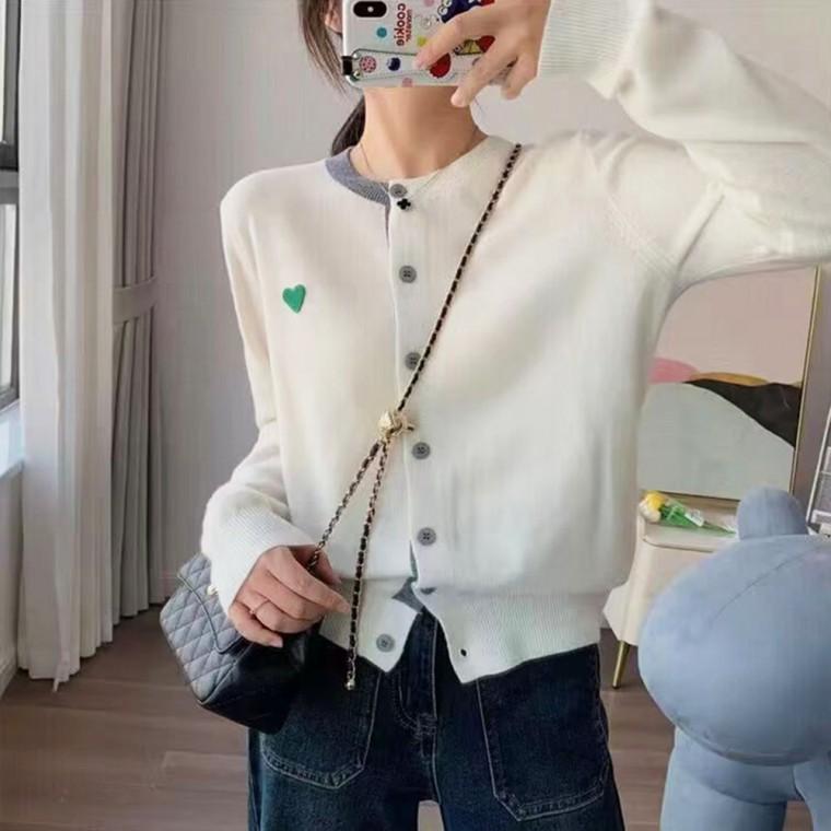 2500배송 데일리 배색포인트 라운드넥 레이온 가디건 러블리 하트 가디건 여성 니트티 스웨터 03