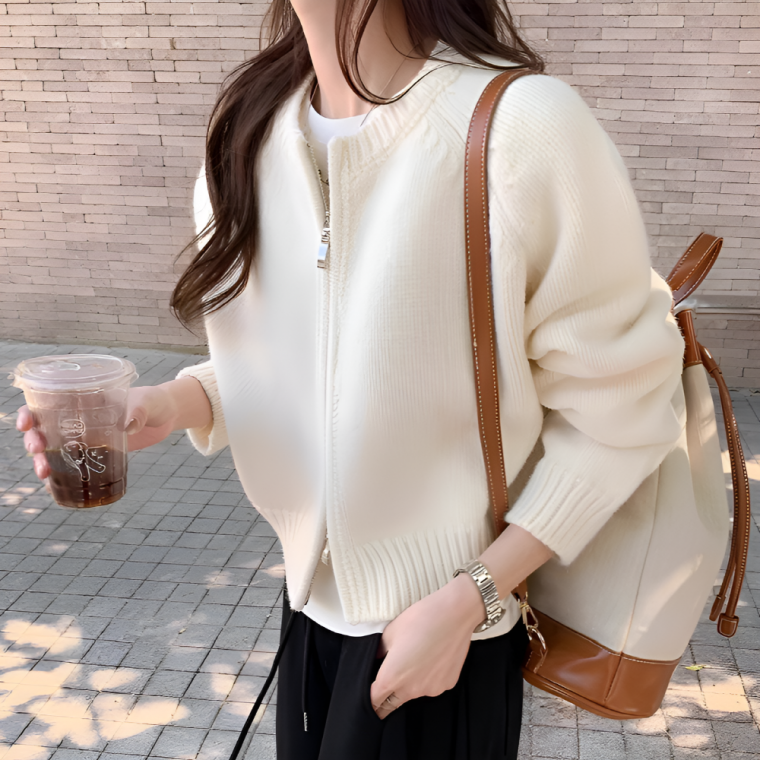 2500배송 꾸룩꾸룩 데일리 집업 투웨이 지퍼 가디건 러블리 라운드넥 여성 니트 스웨터 07