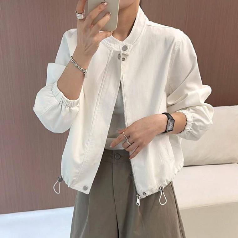 여성 집업 자켓 스트링 점퍼 간절기 아우터 미니멀 데일리