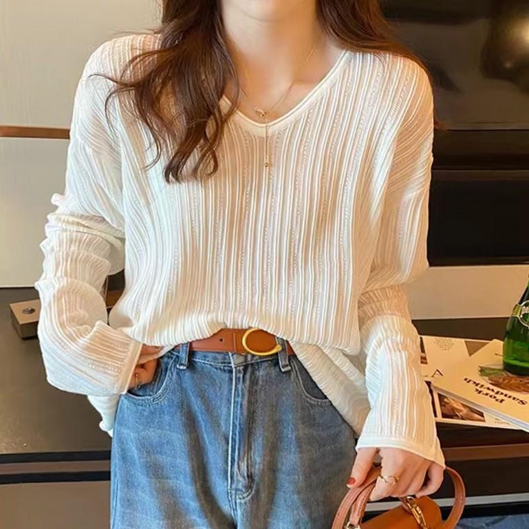 여성 골지 긴팔티 루즈핏 여리핏 데일리 티셔츠 봄 가을 기본템