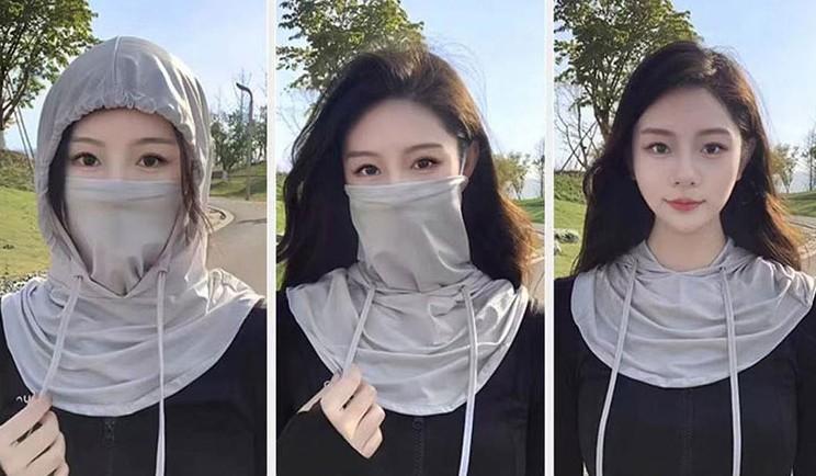 여성 자외선차단 쿨링 후드넥가드 얼굴 햇빛가리개 등산 야외활동