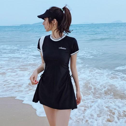 엣지 배색 웨이스트 셔링 원피스 비키니 수영복 래쉬가드 세트 몸매보정 치마 세트 비키니 바지 여름
