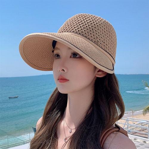 러블리 레터링 장식 업매쉬 볼캡 선캡 모자 벙거지 선캡 모자 썬캡 여름 왕골 여름 자외선차단 휴가