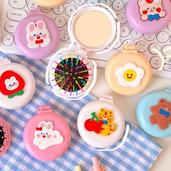 손거울빗 캐릭터 접이식 미니 손거울 휴대용빗 세트