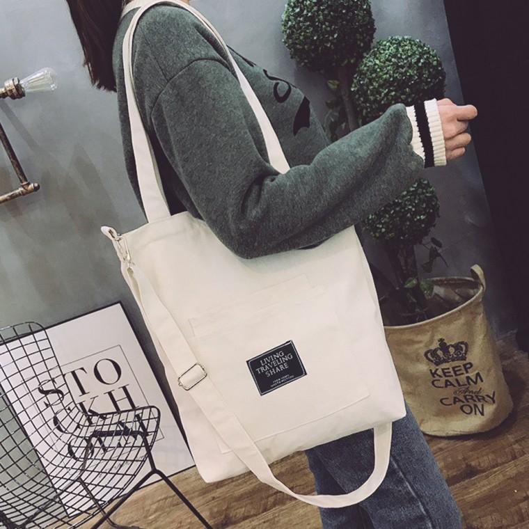 [OISO]에코백 에코백무지캔버스에코백 무지 대형 블랙 캔버스손가방 크로스백 사각 토트백 숄더백