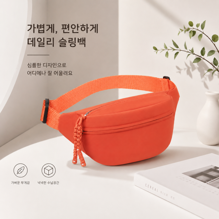 [cm00558] 나일론 소재의 캐주얼 미니멀리스트 가슴 가방 트렌디한 2025년 신상 스타일 스포츠 웨이스트 백