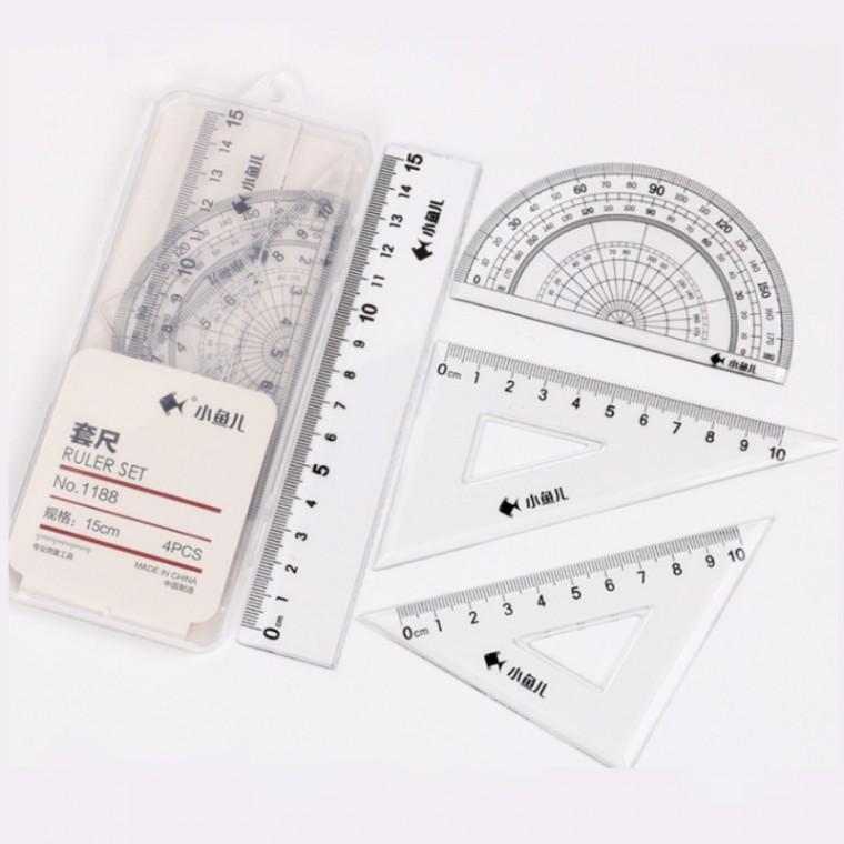 각도기 제도자 4종 세트 모양자 삼각자 RD-10769