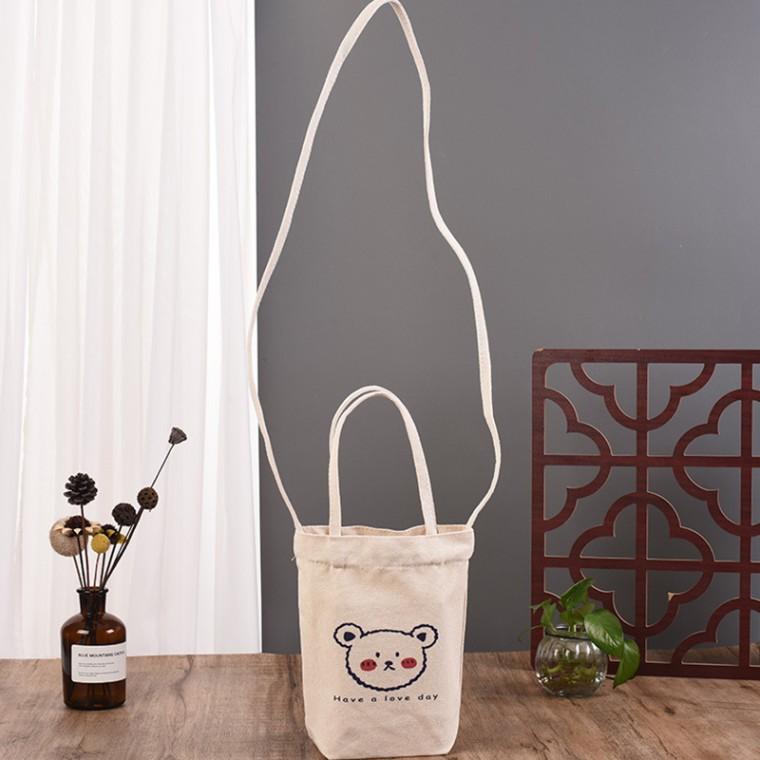 텀블러가방 텀블러파우치 미니 캔버스 곰돌이 천가방 RD-12067