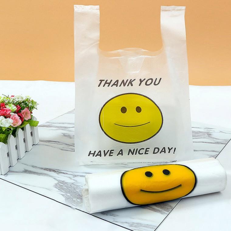 비닐봉투 스마일 손잡이 포장 비닐 봉투 봉지 25x40cm 100매 RD-11607