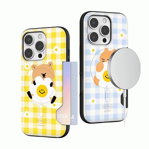 트라이코지 동물 데이지 체크 투카드 맥세이프 범퍼 케이스 S26 A36 17 16 15 S25 A16