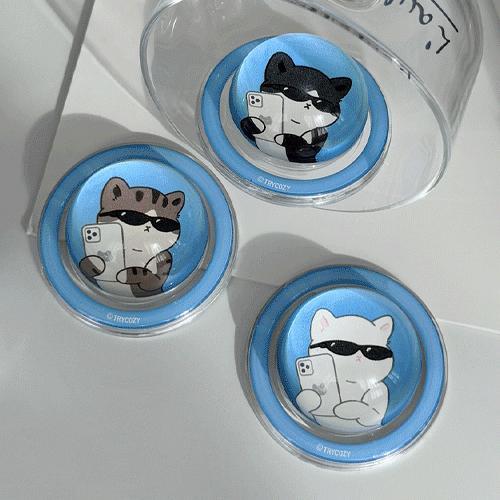트라이코지 고양이 셀피 반구 투명 맥세이프 스마트톡 단품 (플레이트 포함) 거치 3단 높이 조절