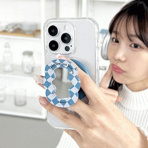 트라이코지 체크 웨이브 미러 맥세이프 스마트톡 (플레이트 포함) 거치 3단 높이 조절 거울 기능