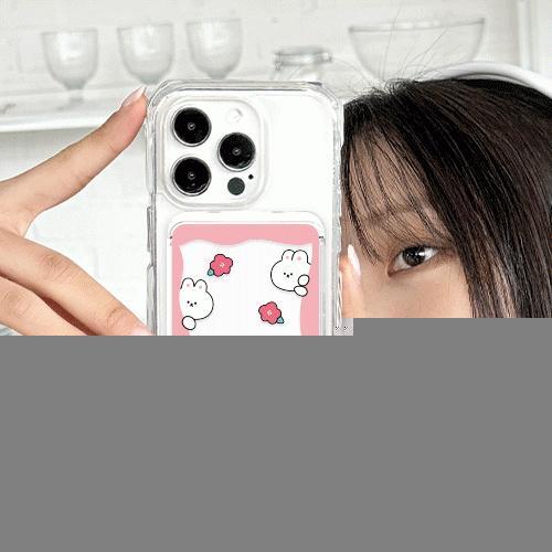 트라이코지 숨바꼭질 바니 투명 맥세이프 슬라이드 카드 지갑 카드 3장 수납