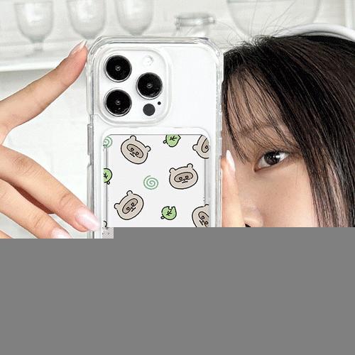 트라이코지 작은 친구들 투명 맥세이프 슬라이드 카드 지갑 카드 3장 수납