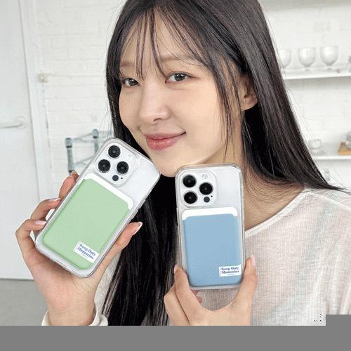 트라이코지 솔리드 라벨 뮤트 맥세이프 슬라이드 카드 지갑 카드 2장 수납