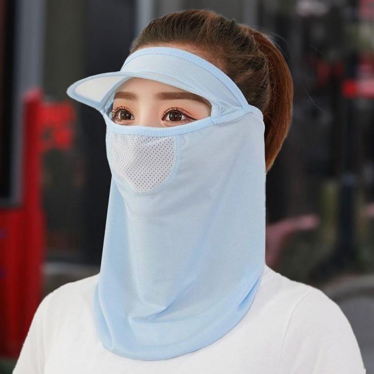 자외선 햇빛 차단 선캡 얼굴 가리개 쿨 마스크 블루 골프 자전거 쿨마스크 스포츠 안면