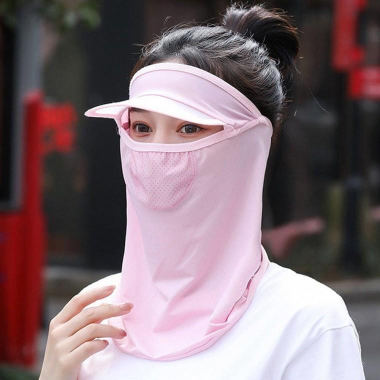 자외선 햇빛 차단 선캡 얼굴 가리개 쿨 마스크 핑크 골프 자전거 쿨마스크 스포츠 안면