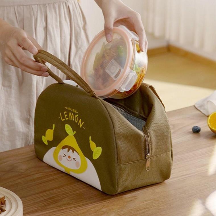 직장인 런치백 수능 보온 보냉 도시락 가방 브라운 보온보냉 도시락보냉 통가방