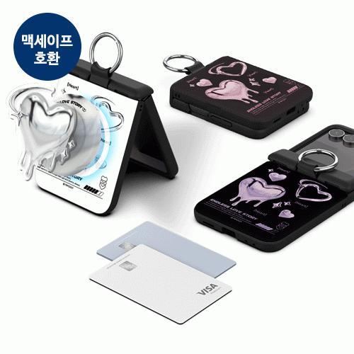 트라이코지 하트 레터링 오토 힌지 보호 마그네틱 카드 도어 범퍼 케이스 갤럭시Z플립7(F766)