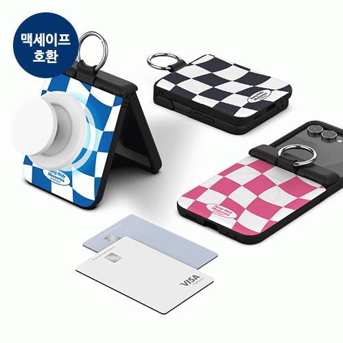트라이코지 체커보드 오토 힌지 보호 마그네틱 카드 도어 범퍼 케이스 갤럭시Z플립7(F766)