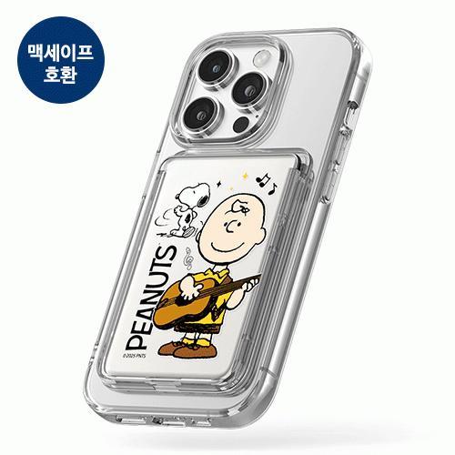 스누피 씽앤쏭 투명 마그네틱 슬라이드 카드지갑 카드 3장 수납 (맥세이프 호환)