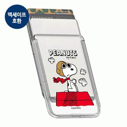 스누피 취미 투명 마그네틱 슬라이드 카드지갑 카드 3장 수납 (맥세이프 호환)