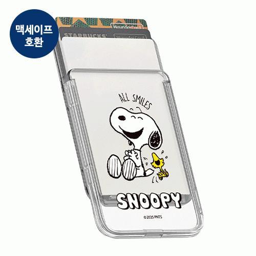 스누피 피크닉 투명 마그네틱 슬라이드 카드지갑 카드 3장 수납 (맥세이프 호환)