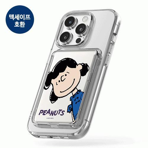 스누피 헬로 프렌즈 투명 마그네틱 슬라이드 카드지갑 카드 3장 수납 (맥세이프 호환)