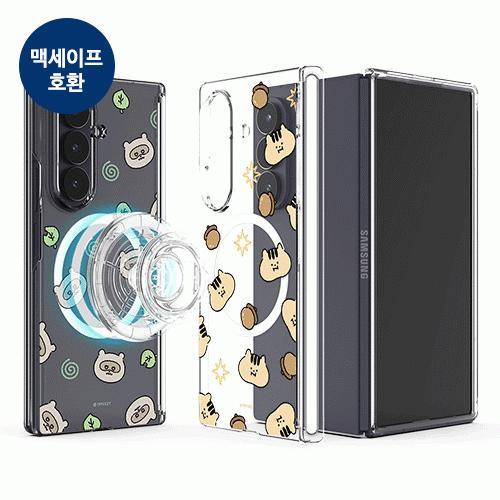 트라이코지 작은 친구들 오토 힌지 보호 마그네틱 클리어 하드케이스 갤럭시Z폴드7(F966) 폴드6(F956)