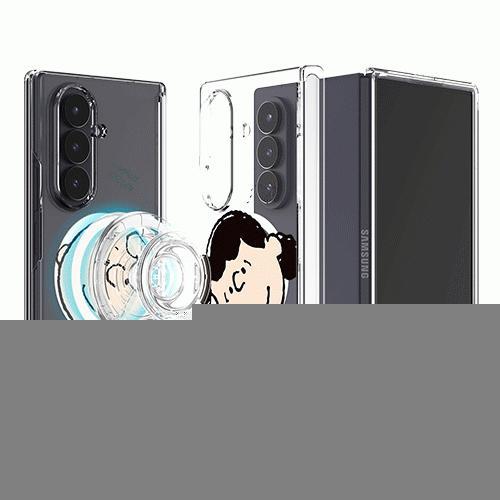 스누피 헬로 프렌즈 오토 힌지 보호 마그네틱 투명 클리어 하드 케이스 폴드7(F966) 폴드6(F956)
