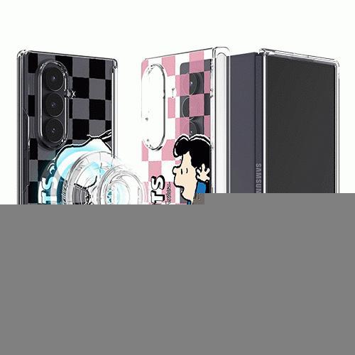 스누피 프렌즈 런 패턴 오토 힌지 보호 마그네틱 투명 클리어 하드 케이스 폴드7(F966) 폴드6(F956)