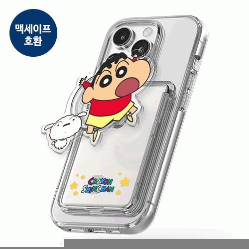 짱구는못말려 큐티 짱구 아크릴 스마트톡 투명 마그네틱 슬라이드 카드지갑 (맥세이프 호환)