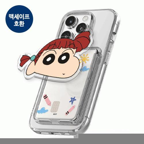 짱구는못말려 유치원 친구들 아크릴 스마트톡 투명 마그네틱 슬라이드 카드지갑 (맥세이프 호환)