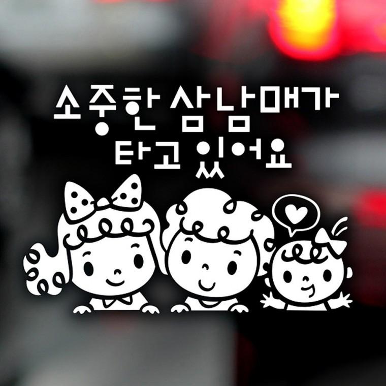소중한삼남매가타고 반사시트지 자동차스티커