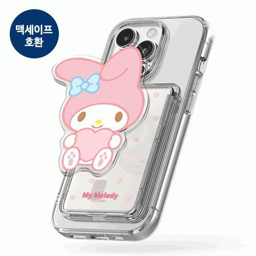 캐릭터즈 하트 아크릴 스마트톡 투명 마그네틱 슬라이드 카드지갑