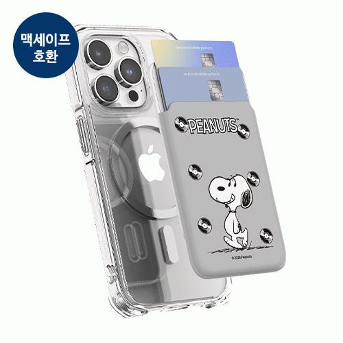 빈티지 스누피 레코드 마그네틱 슬라이드 카드지갑 카드 2장 수납 (맥세이프 호환)