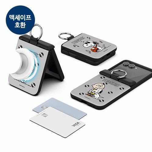 빈티지 스누피 레코드 오토 힌지 보호 마그네틱 카드 도어 범퍼 케이스 갤럭시Z플립7(F766)