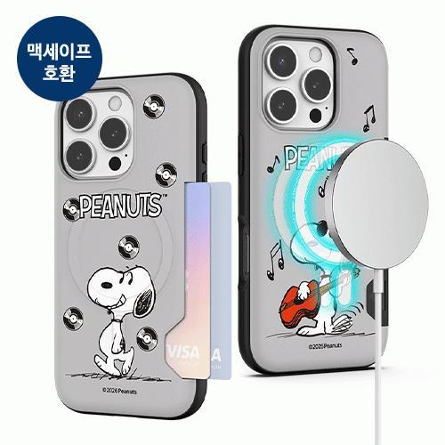 빈티지 스누피 레코드 투카드 마그네틱 범퍼 케이스 S26 A36 17 16 15 S25 S24 A16
