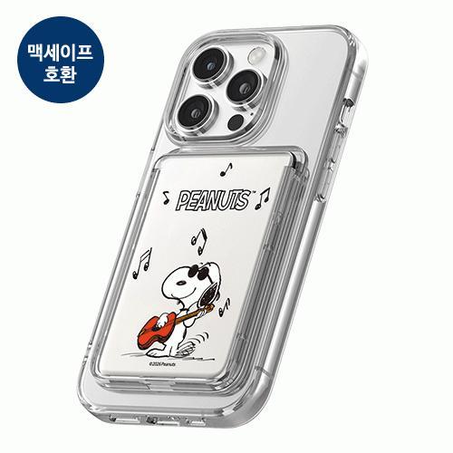 빈티지 스누피 레코드 투명 마그네틱 슬라이드 카드지갑 3장 수납