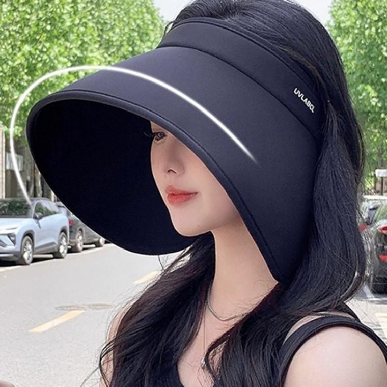 여성 라운드 UV커버 챙 썬캡 모자 자외선 여름 휴가 U라인 여자 휴대 돌돌이 해변 암막 선 선바이져