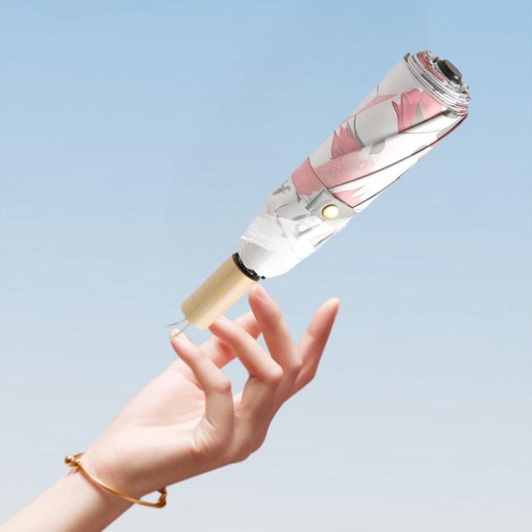 귀여운 우드 손잡이 양산 접이식 우산 휴대용 플라워