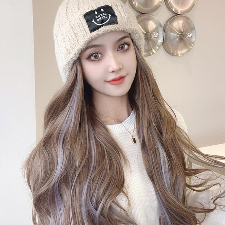 아린 베이지 비니 투톤웨이브 모자형 가발 SD-251237