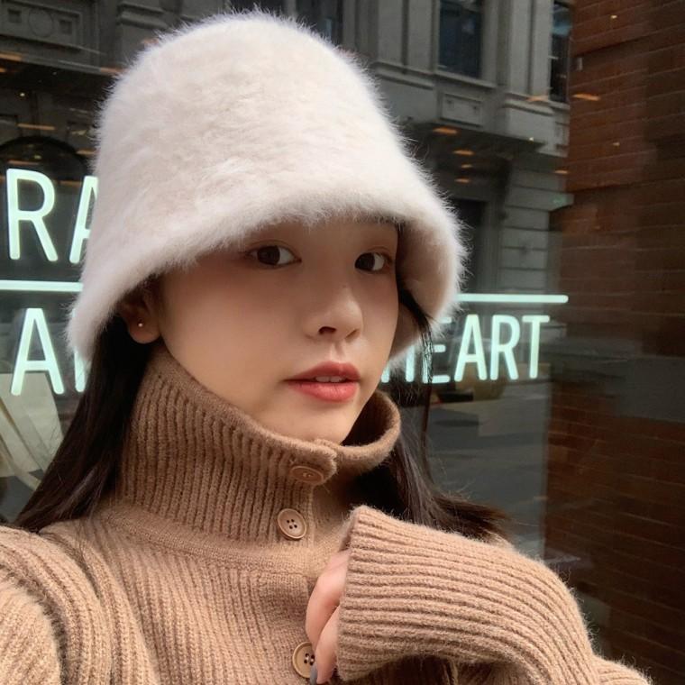 여성 토끼퍼 버킷햇 벙거지 모자 OSM-1006039
