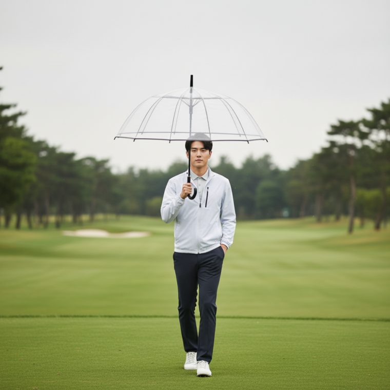 튼튼한 16살대 대형 투명 장우산 골프용 비닐 우산 수동식