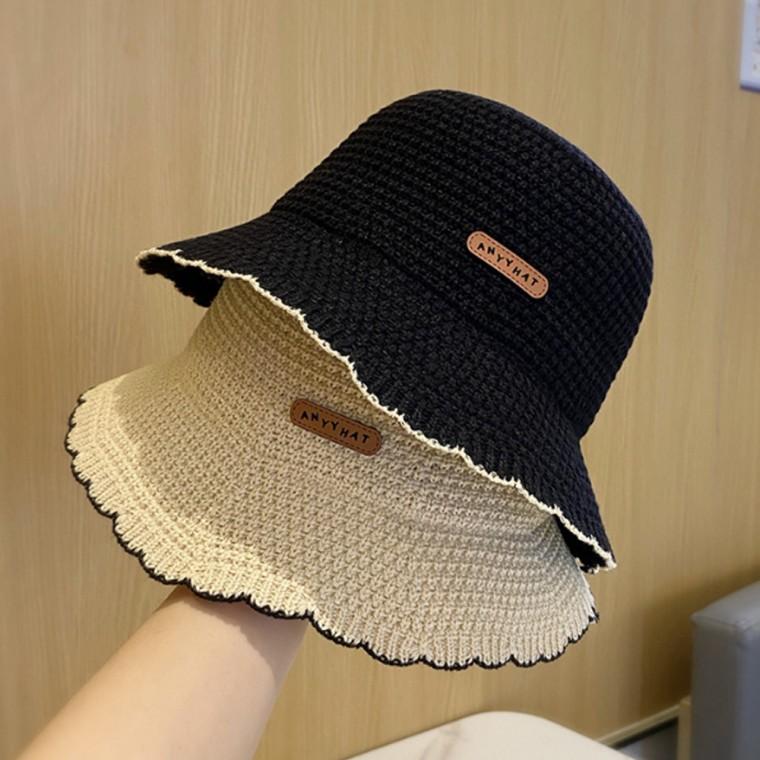 준캡 봄 여름 가을 라벨챙포인트버킷햇 밀짚모자 자외선차단 돌돌이 벙거지 여성 여자 모자